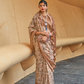 Printed Silk Blend Saree with Artistic Traditional Motifs