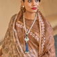 Printed Silk Blend Saree with Artistic Traditional Motifs