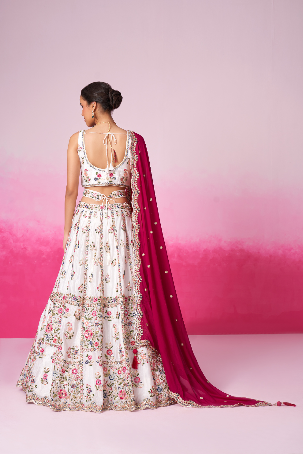 Georgette Moti And Sequins Embroidery Bridal Lehenga Choli Dupatta