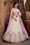 LAVANTEFASHIONCreamGeorgetteSequinsembroiderySemi-StitchedLehengacholi_Dupatta_3 - LaVante Fashion
