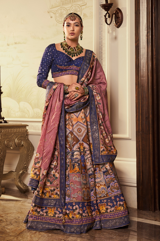 Royal Weave Blue Banarasi Lehenga - LaVante Fashion