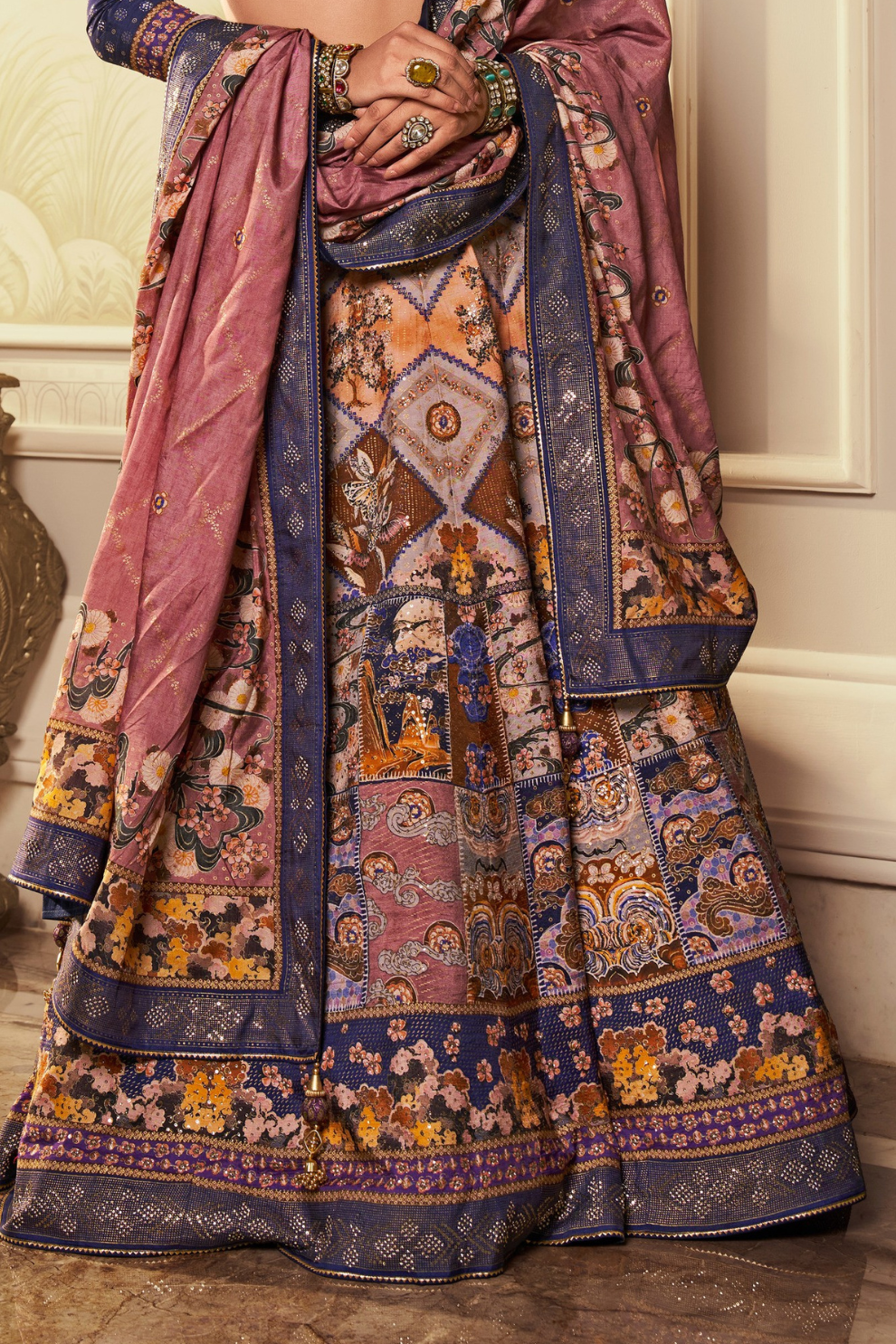 Royal Weave Blue Banarasi Lehenga - LaVante Fashion