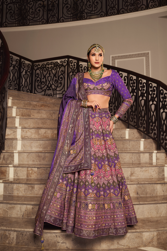 Regal Purple Designer Silk Lehenga Choli - LaVante Fashion