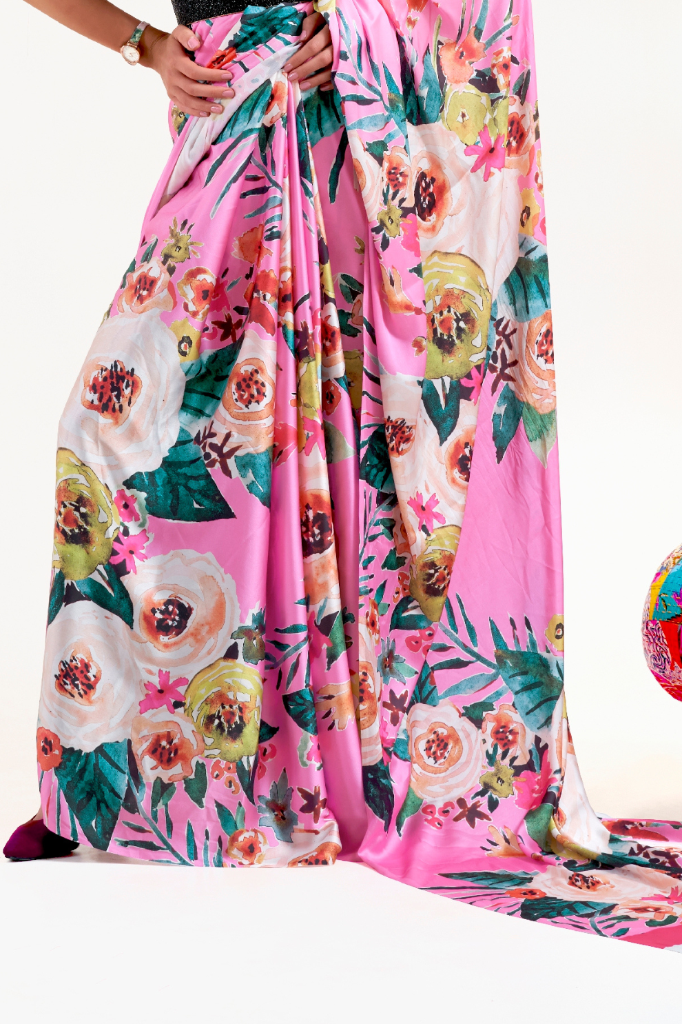 Casual Wear Satin Silk Saree with Smooth Finish