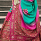 Lehenga Choli de seda de diseñador en color azul turquesa, lista para usar, con brillo y detalles de espejo