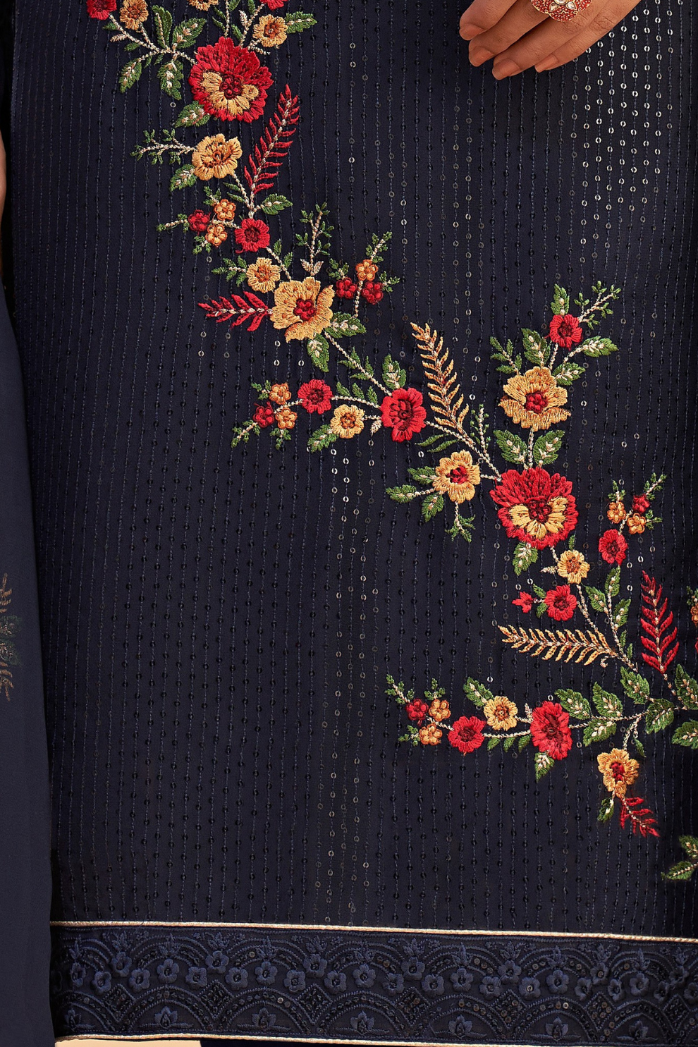 Designer Embroidered Pant Suit in Flowing Georgette