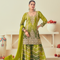 Lehenga Choli de seda de diseñador en color azul turquesa, lista para usar, con brillo y detalles de espejo