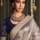 Elegance Embroidered Organza Silk Ensemble with Delicate Detailing