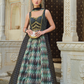 Black Foil Printed Silk Embroidered Festive Anarkali Gown - LaVante Fashion