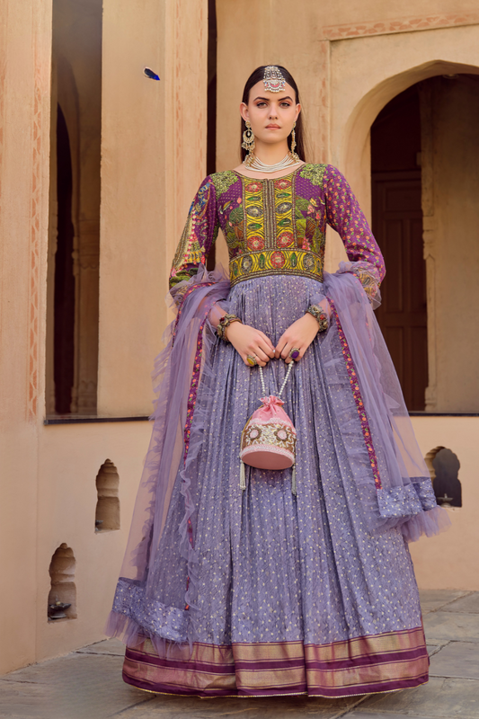 Lehenga Choli de seda de diseñador en color azul turquesa, lista para usar, con brillo y detalles de espejo