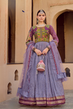 Lehenga Choli de seda de diseñador en color azul turquesa, lista para usar, con brillo y detalles de espejo