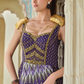 Purple Foil Printed Silk Embroidered Festive Anarkali Gown - LaVante Fashion