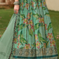 Artisan Green Gown In Silk With Detailed Embroidery & Decorative Work