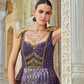 Purple Foil Printed Silk Embroidered Festive Anarkali Gown - LaVante Fashion