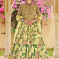 Festive Yellow Floral Anarkali In Luxe Silk With Coordinated Dupatta