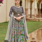 Majesty Grey Silk Designer Gown With Elegant Embroidery