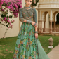 Artisan Green Gown In Silk With Detailed Embroidery & Decorative Work