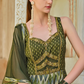 Green Foil Printed Silk Embroidered Festive Anarkali Gown (Copy)