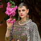 Majesty Grey Silk Designer Gown With Elegant Embroidery