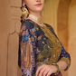 Elegant Purple Silk Gown with Delicate Thread Embroidery