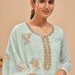 Graceful Sky Blue Palazzo Suit in Lightweight Georgette