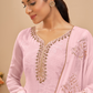 Graceful Light Pink Zari Georgette Suit Set Semi Stitched