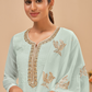 Graceful Sky Blue Palazzo Suit in Lightweight Georgette