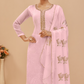 Graceful Light Pink Zari Georgette Suit Set Semi Stitched