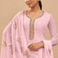 Graceful Light Pink Zari Georgette Suit Set Semi Stitched