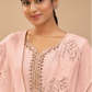 Peach Georgette Palazzo Style Suit with Intricate Embroidery