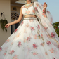 Delicate Floral Print Organza Lehenga Choli in Flared Style