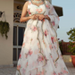 Delicate Floral Print Organza Lehenga Choli in Flared Style