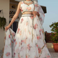 Delicate Floral Print Organza Lehenga Choli in Flared Style
