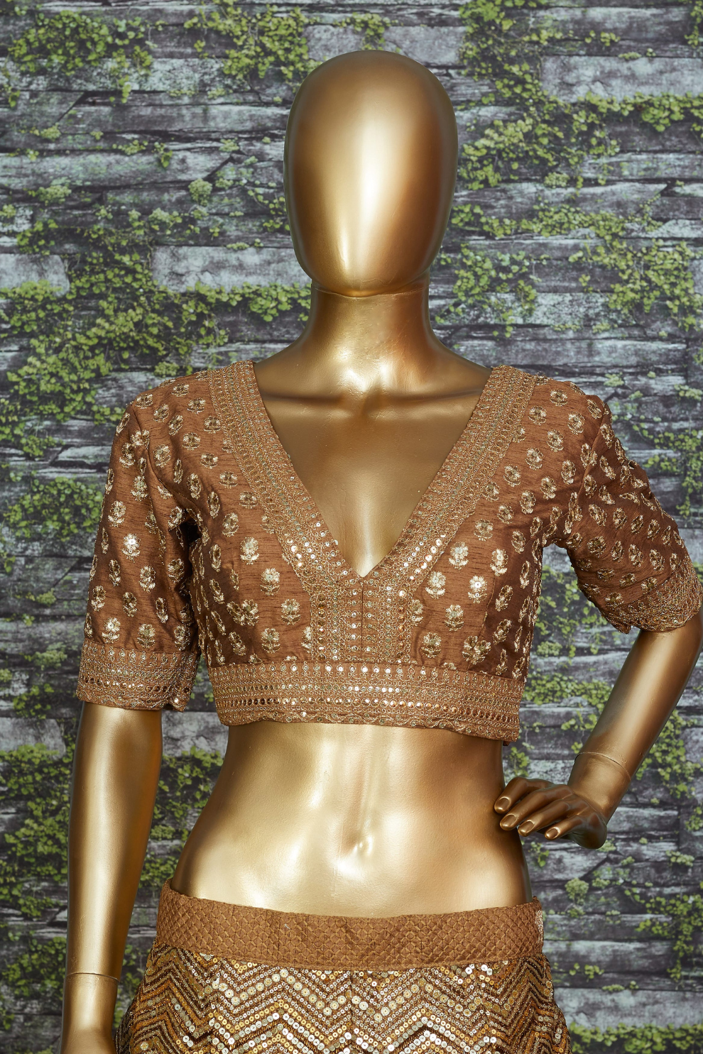 Golden Brown Traditional Wear Bridal Lehenga