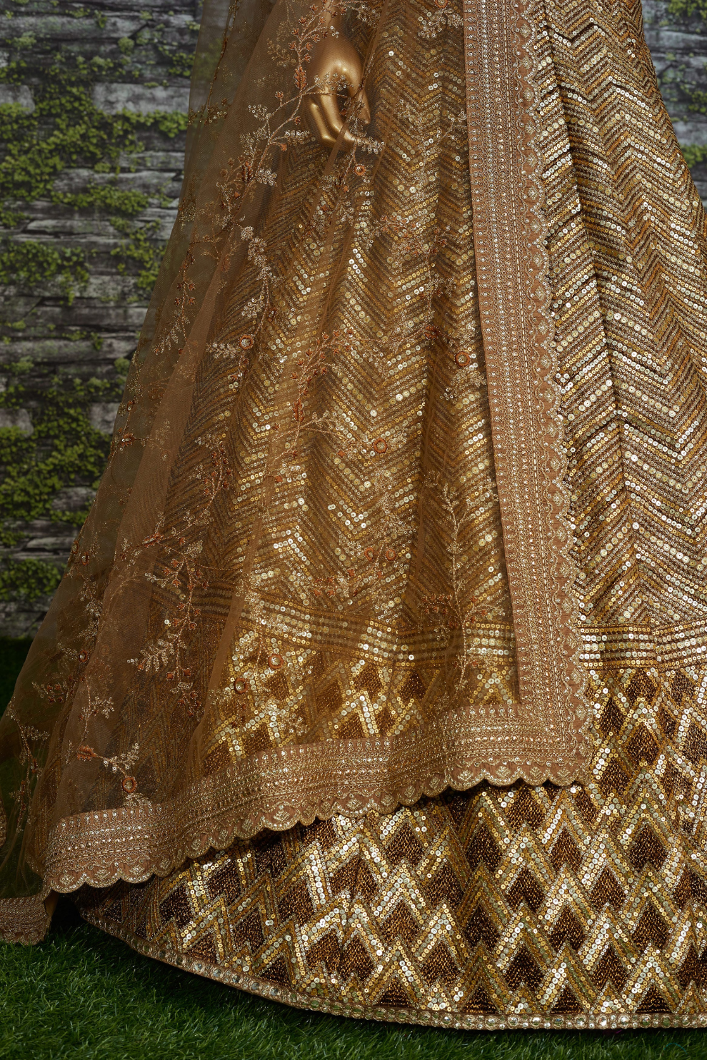 Golden Brown Traditional Wear Bridal Lehenga