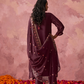 Indo-Western Wine-Colored Straight Kurta Set with Intricate Embroidery