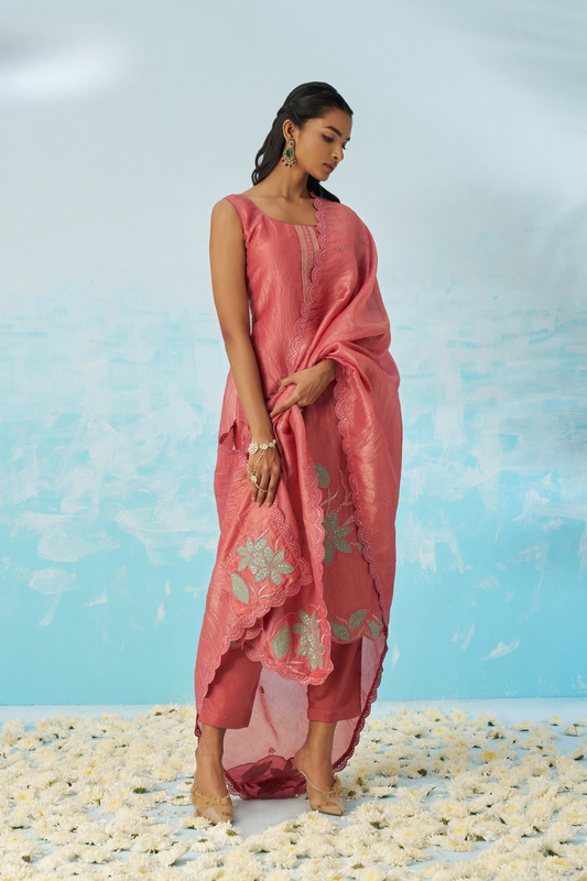 Pink Fancy Fabric Salwar Suit with Elegant Machine Embroidery