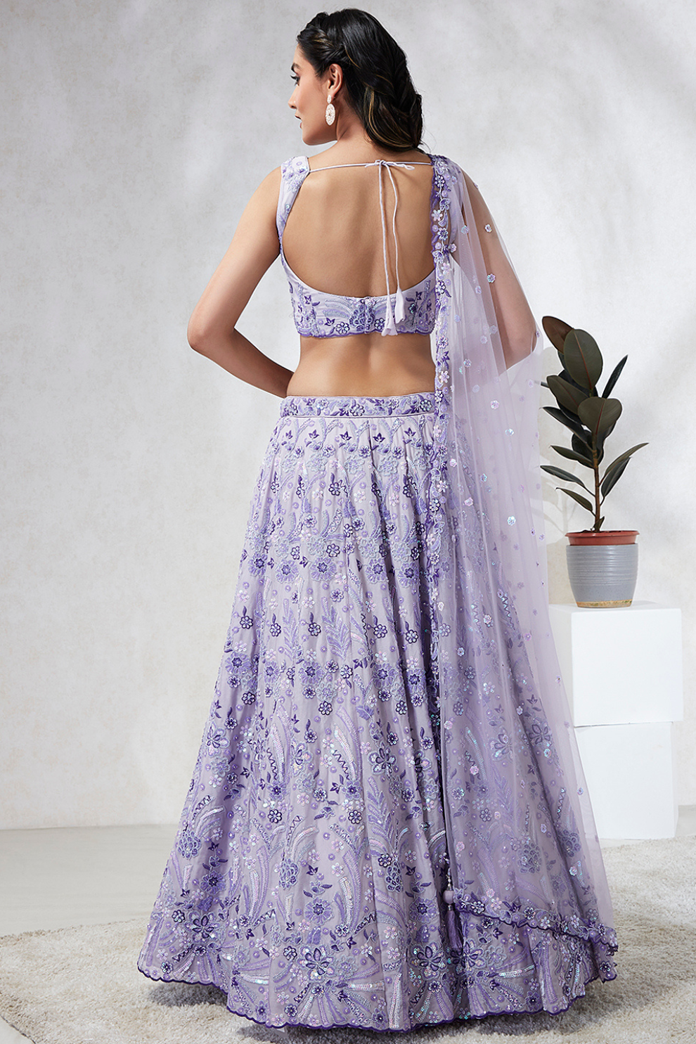 Georgette Sequins And Thread Embroidery Lehenga Choli Dupatta