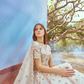 Gold Crushed Tissue Lehenga Choli with Moti and Zari Work