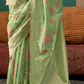 Elegant Handwoven Linen Saree with Subtle Weaving