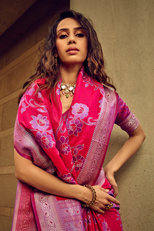 Royal Grandeur Draped in Luxurious Banarasi Satin Silk Elegance