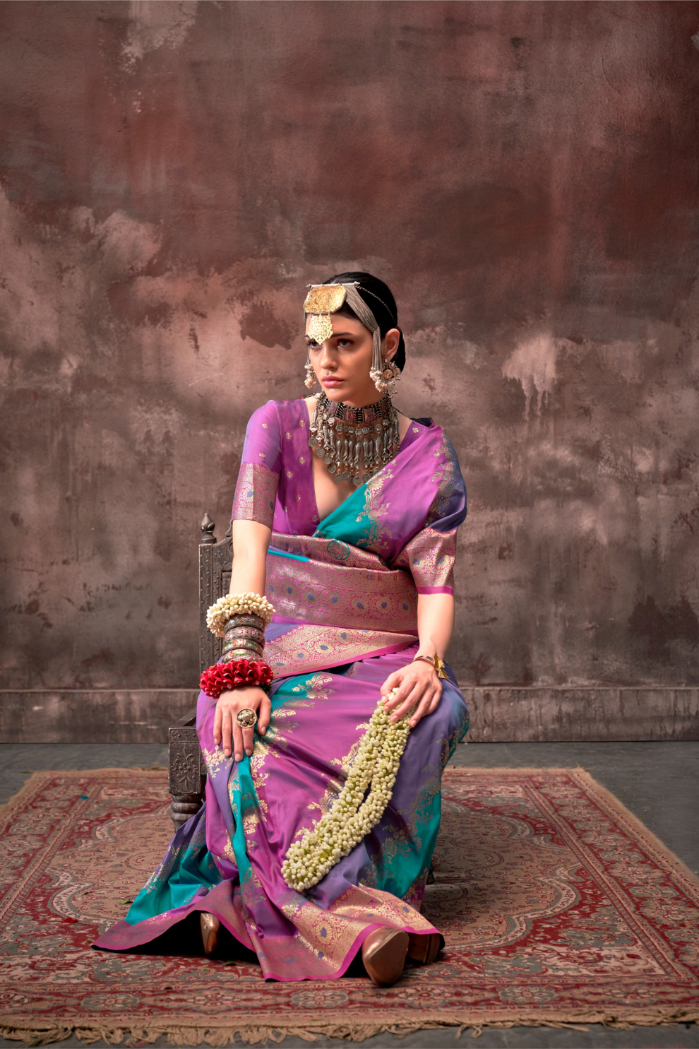 Printed Woven Rangkat Banarasi Silk Saree