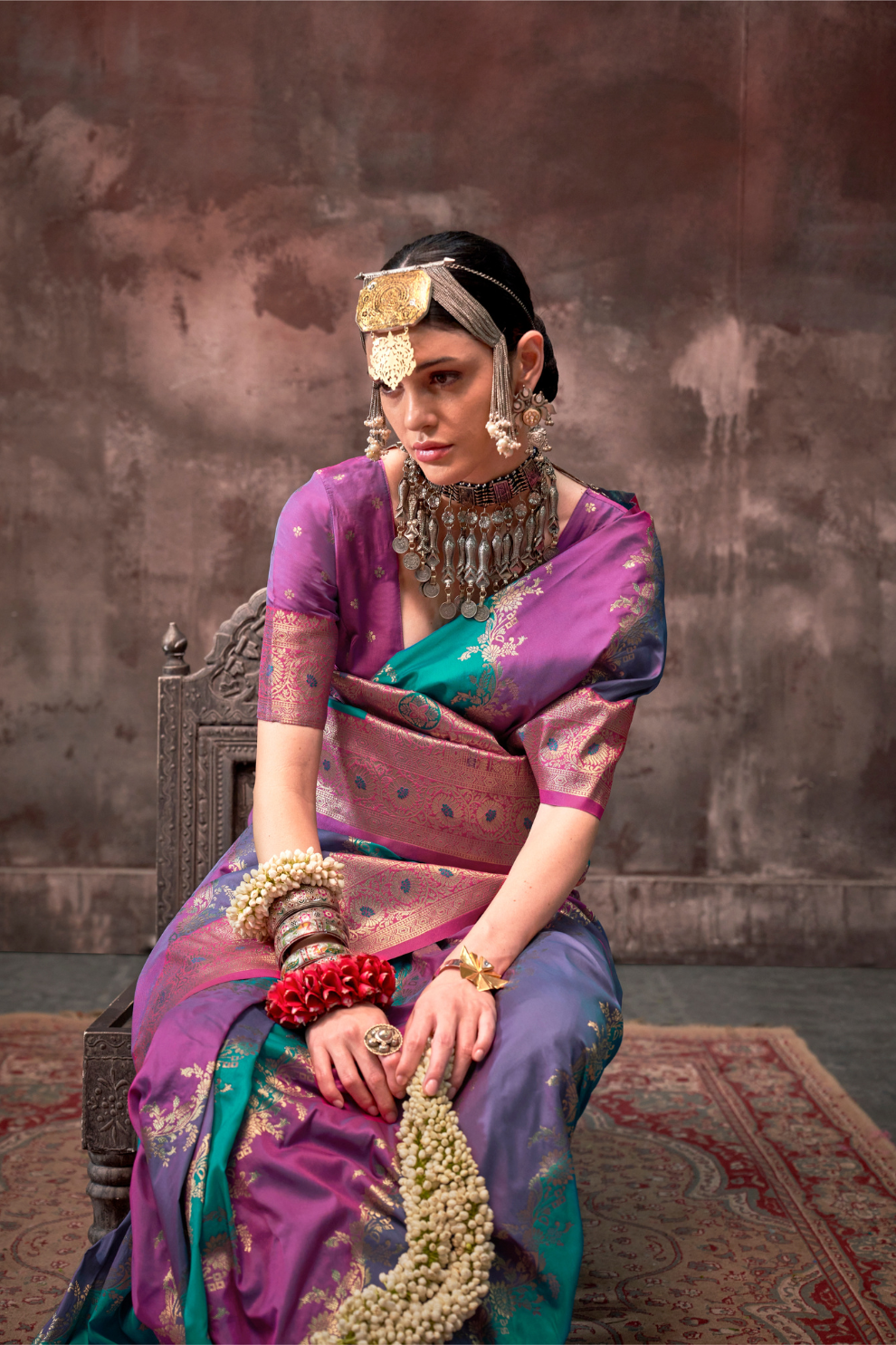 Printed Woven Rangkat Banarasi Silk Saree