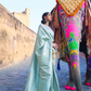 Two-Tone Kanjivaram Saree with Rich Zari Weaving