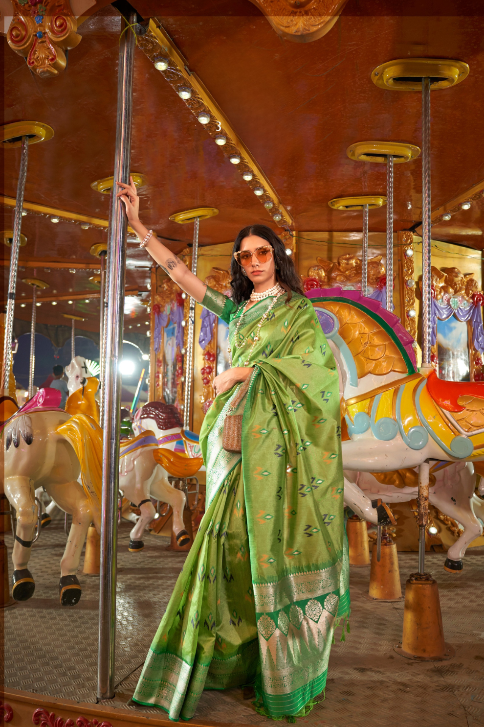 Designer Party Wear Handloom Kaitra Silk Saree with Elegant Weaving