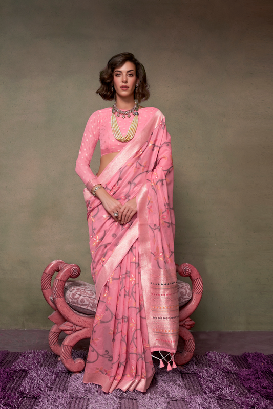 Beautiful Designer Jamdani Handwoven Cotton Saree for Festive We