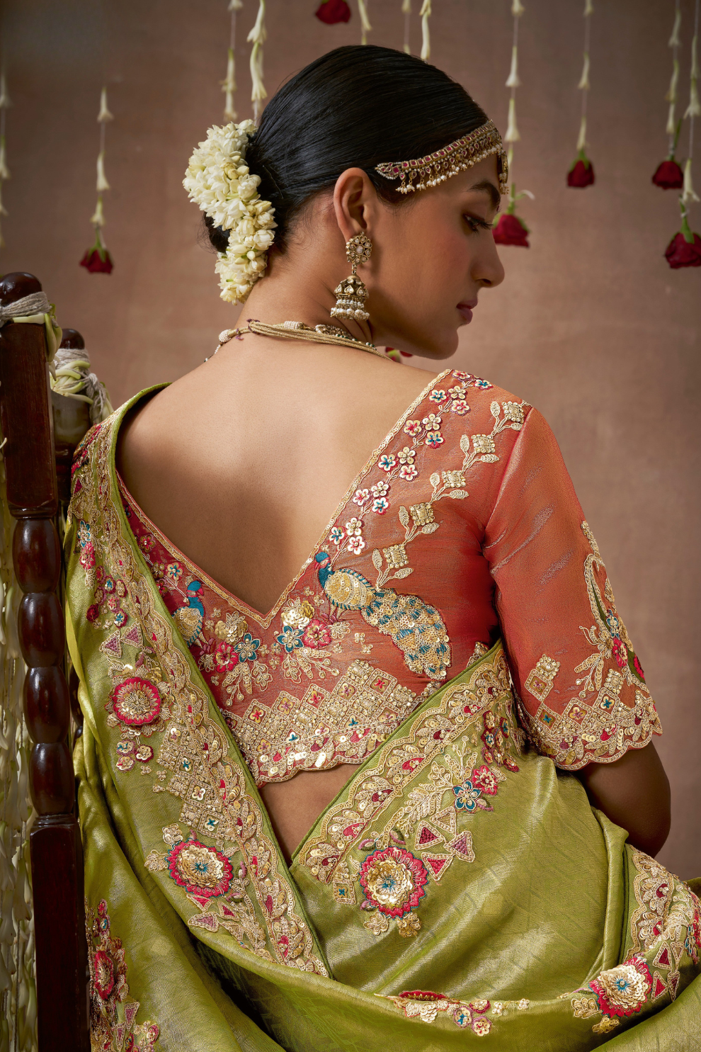Tissue Dola Silk Embroidered Wedding Saree for Timeless Elegance