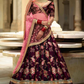 purple dori sequins and thread embroidered taffeta silk designer lehenga for wedding