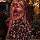 purple dori sequins and thread embroidered taffeta silk designer lehenga for wedding