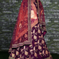 purple dori sequins and thread embroidered taffeta silk designer lehenga for wedding
